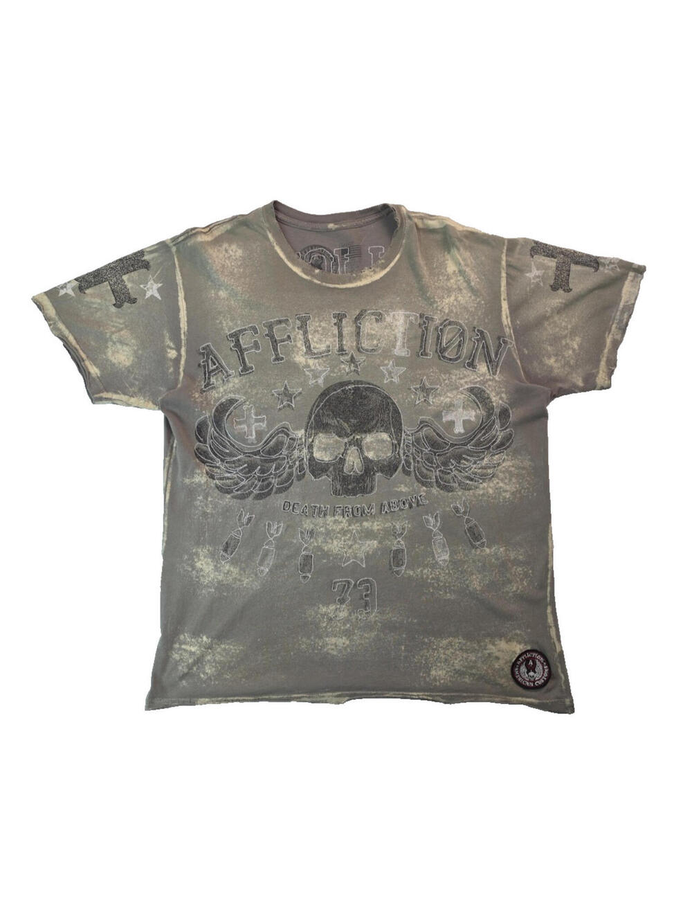 Affliction Death From Above Skull Bombs Graphic T Shirt Mens Large L